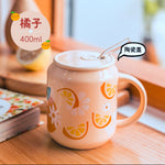 Glass Straw Mug Cute Girl Student Fruit Cup Adult Household Ceramic Beer Cup With Lid